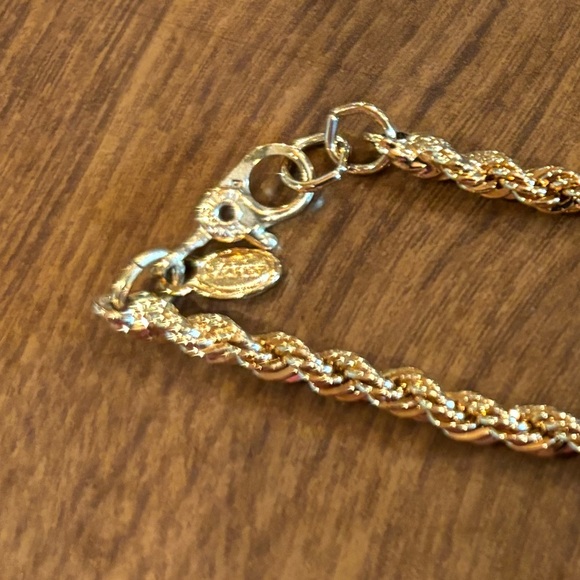 Monet braided twisted gold toned chain bracelet. Very dainty looking. - Picture 3 of 3